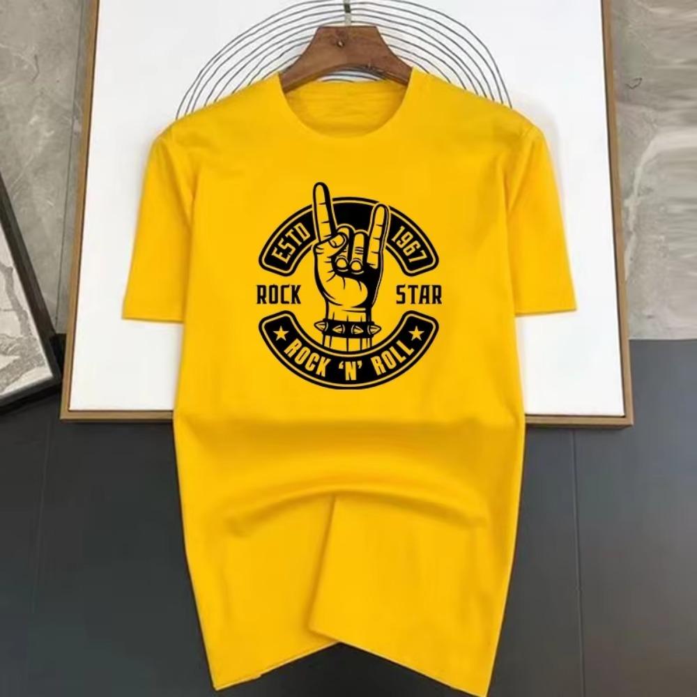 Rock Star Print Men T Shirts Korean Fashion Summer TShirt Casual Clothing Harajuku Short Sleeve Tops Tees Men's