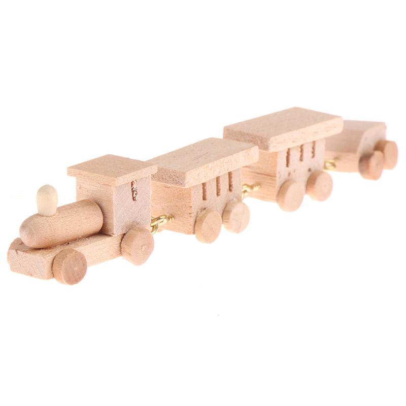 1Pc 1:12 Dollhouse Miniature Wooden Train Simulation Model Toy Doll House Decor
