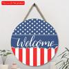2D Flat 20*20cm 1pc 4th Of July Independence Day American Flag Welcome Sign Wooden Hanging Decor, Window&garden&Door Awesome Good Quality Decoration