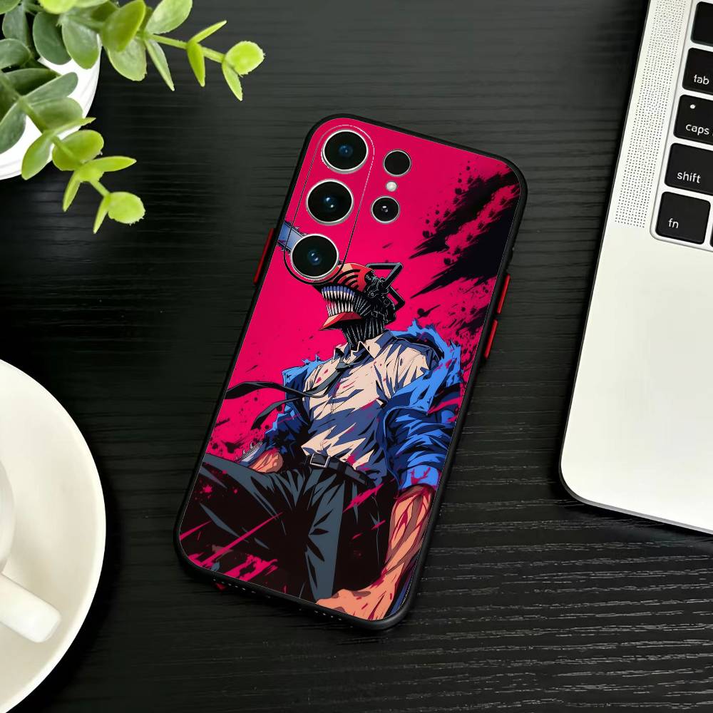 Чехол для телефона B-Reze C-Chainsaw Man для Samsung S26, S25, S24, S23, S22, S21, S20, Ultra, Plus, FE Черный Мягкий Чехол