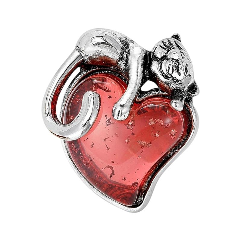 Lovely Animal Heart Enamel Brooch Cartoon Corsage Pin Fashion Decoration for Puss Lovers Gift Alloy Jewelry