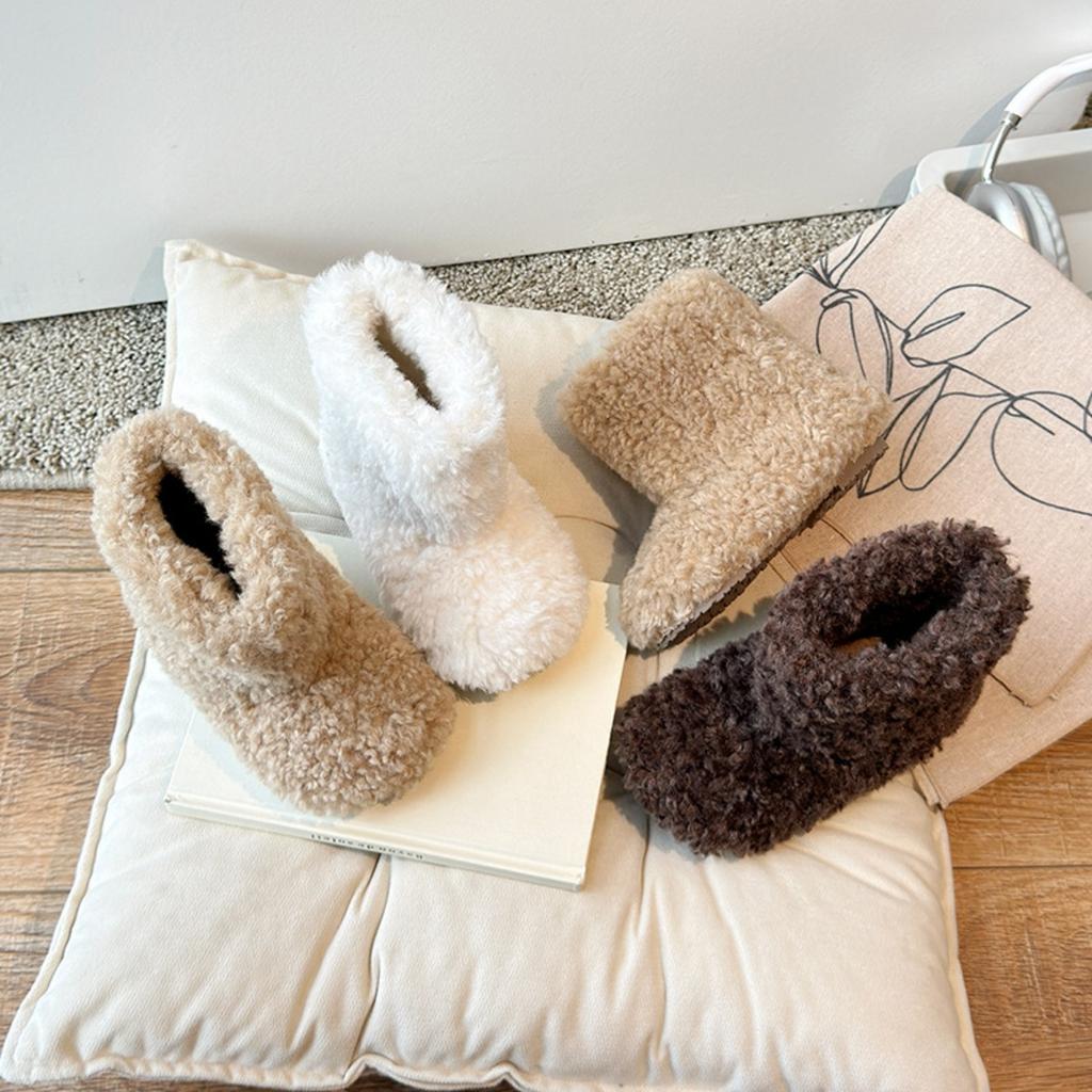 Зимний Новый Стиль Девочек Мода Ягненок Детская Волосатая Обувь Мальчиков Плюшевые Ботинки Теплые Короткие Ботинки Детская Обувь