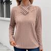 Women's Fashion Casual Solid Color Print Autumn Winter Long Sleeve High Neck Sweaters