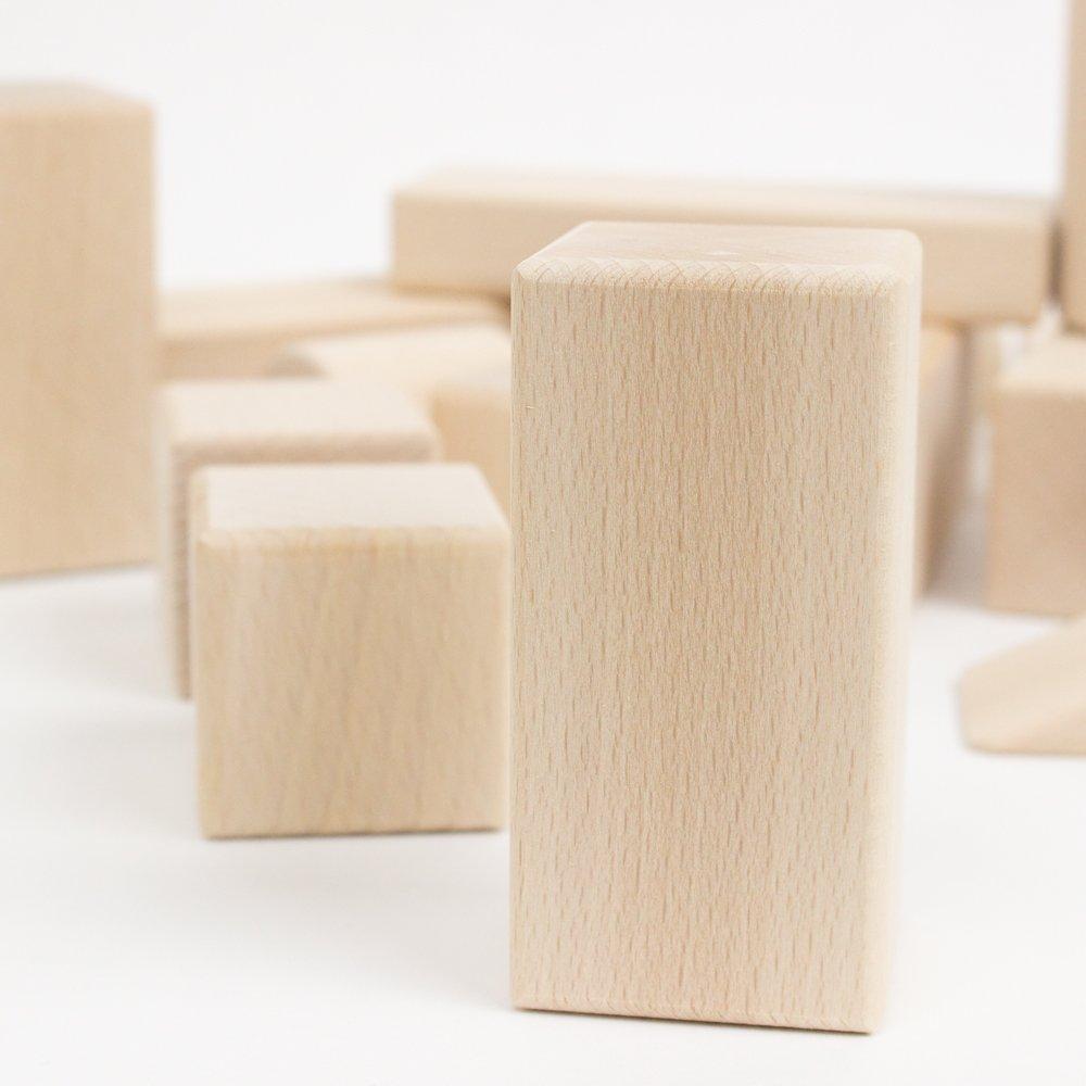 Grandpapa Original Japanese-Made Building Block Set, 22 Pieces (White Wood) with Storage Bag