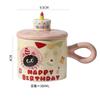 Cute Cartoon Cat Ceramic Mug With Lid Ceramic Coffee Cup Office Drinking Water Cup For Souvenir Gift