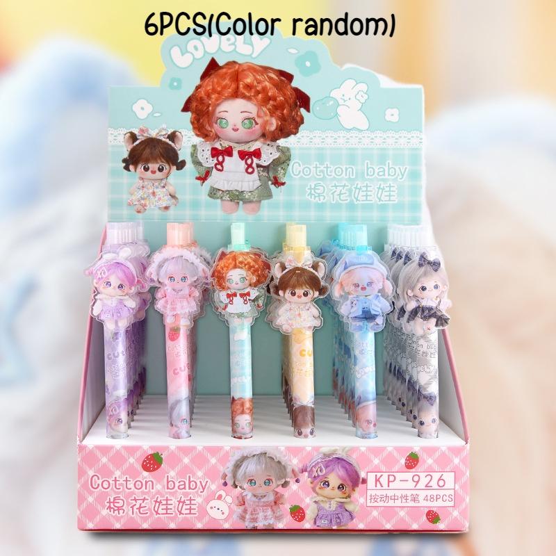 48-piece Box Of 0.5mm Cartoon Cotton Doll Sticky Push Pens Great For Students And Girls 926)