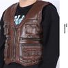 Cowhide Genuine Leather Vest Men Brown Waistcoat Male Sleeveless Jacket Thick Motorcycle Vest Multi Pocket Zipper