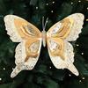 Christmas Tree Butterfly Ornaments 3D Glitter Hollow Butterflies Decoration Xmas Tree Wreath Wall Hanging Decor Home Party Atmosphere Enhancement