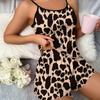 New Women's Leopard Print Printed Suspender Top and Elastic Waist Shorts Women's Sexy Casual Home Summer Pajama Set