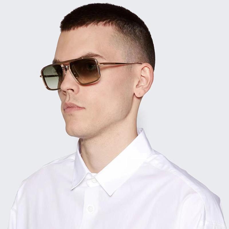 Мужские модные солнцезащитные очки-пилоты High Street Gold EARL Classical Top Quality Double Bridge Alloy Solar Glasses Male