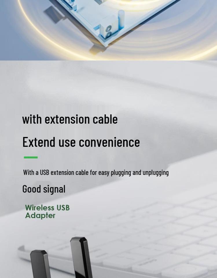1300M WiFi 6 Dual-Band USB Wireless Network Card for Desktop Computers (Driver-Free)