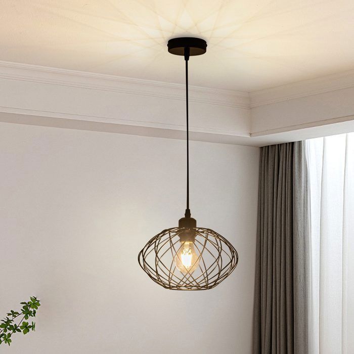 Lampe suspendue - NETTLIFE - E27 - Noir - Métal - Diam.25cm Hauteur18cm