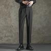 Men's Casual Loose Fit High-Waist Suit Pants - Spring & Autumn, Italian-Style, Nine-Point Length