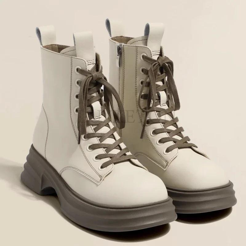 Женские короткие ботинки в стиле ретро, осенние, британские, уличные, на молнии, ботильоны на шнуровке, толстая подошва, Zapatillas Plataforma Mujer