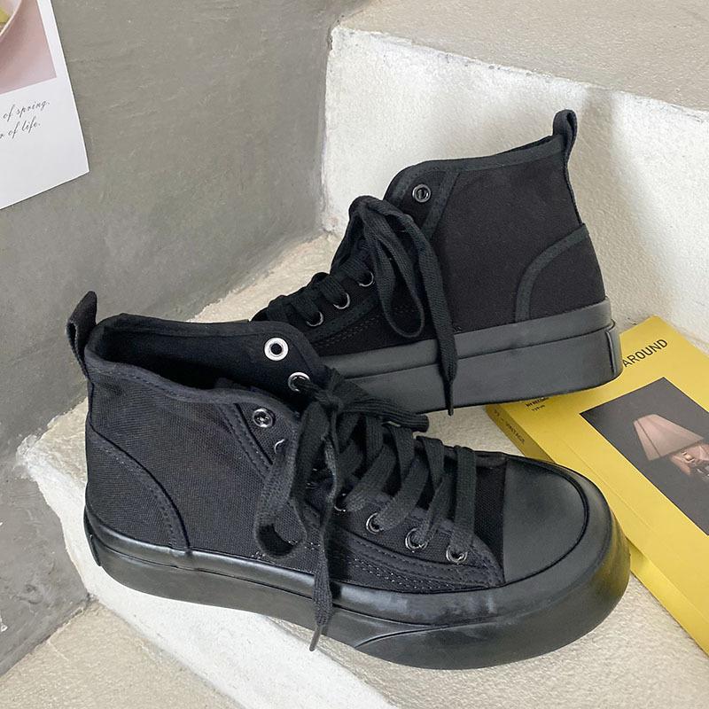 Высокие парусиновые туфли для женщин, туфли на толстой подошве в гонконгском стиле в стиле ретро, ​​туфли на высоком каблуке, повседневная обувь в корейском стиле