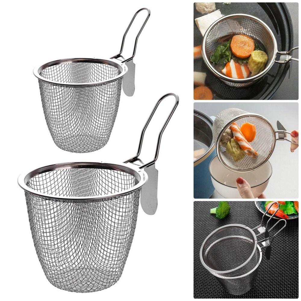 1Pcs Cooking Utensils Hot Pot Strainer Long Handle Frying Filter Basket Mesh Strainer Spoon