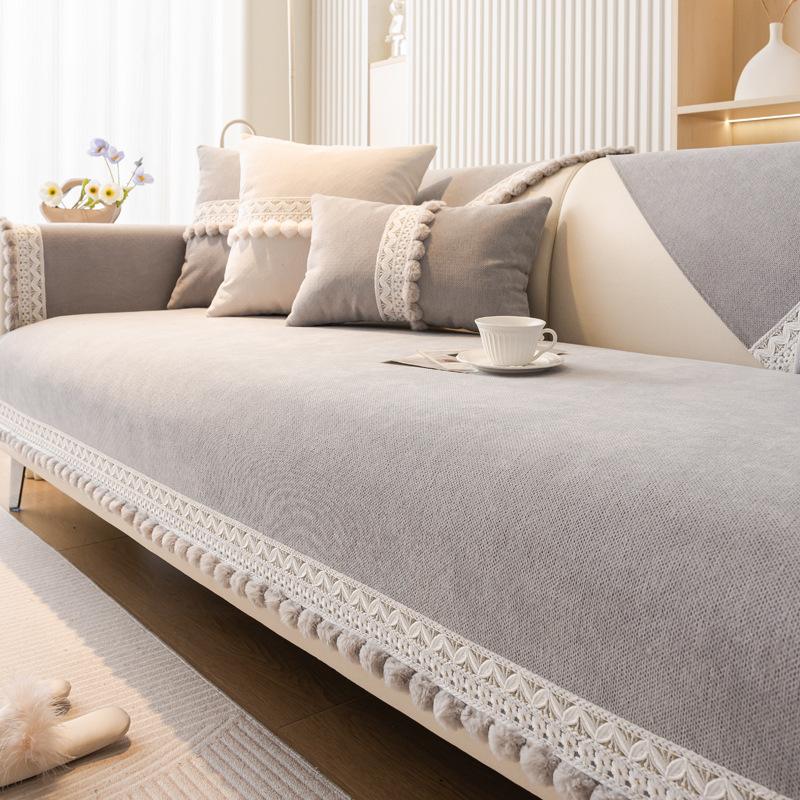 Подушка для дивана из шенилла в кремовом стиле Four Seasons Universal Simple Non-Slip Чехол для дивана