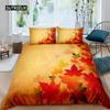 Maple Leaves Duvet Cover Set Colorful Autumn Season Maple Leaves In Unusual Designs Nature Print King Size 2/3pcs Bedding Set