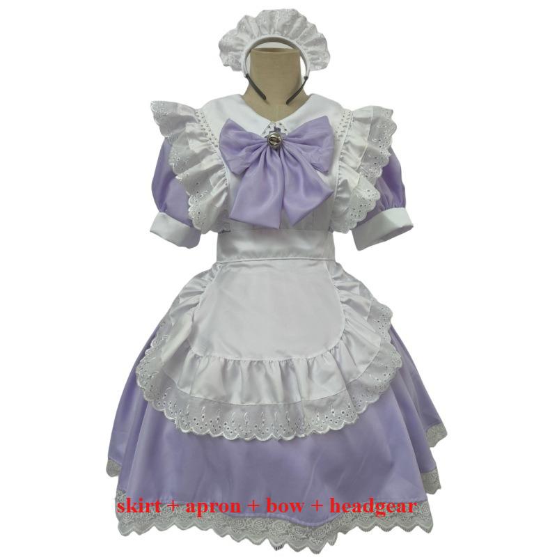 Women Sweet Vintage Lolita Maid Uniform Ruffled Servant Full Dress Comfort Outfit For Stage Performance Party Halloween Cosplay