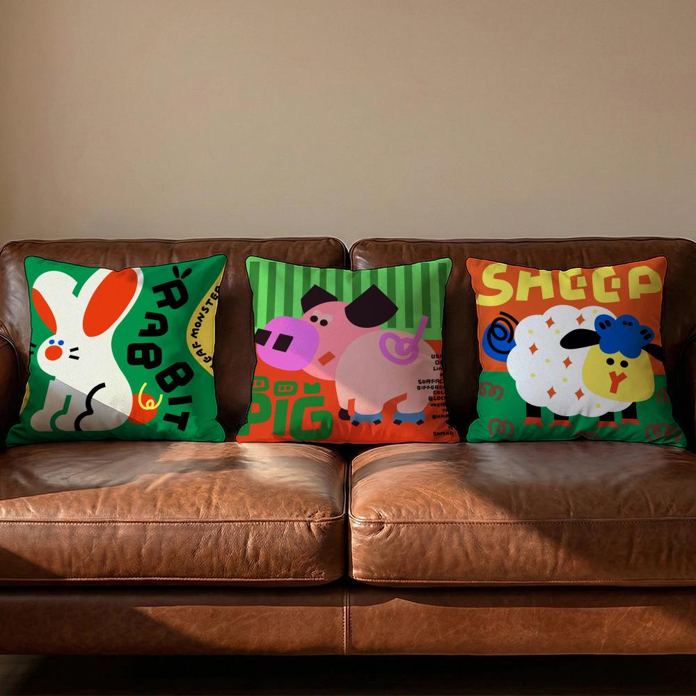 Chinese Zodiac Print Cushion Cover Soft Reversible Durable Pillow Cover MultiScene Use for Home Car Daily Comfort