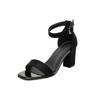 Ladies' Square Toe Fashion High-heeled Sandals with Thick Heels.