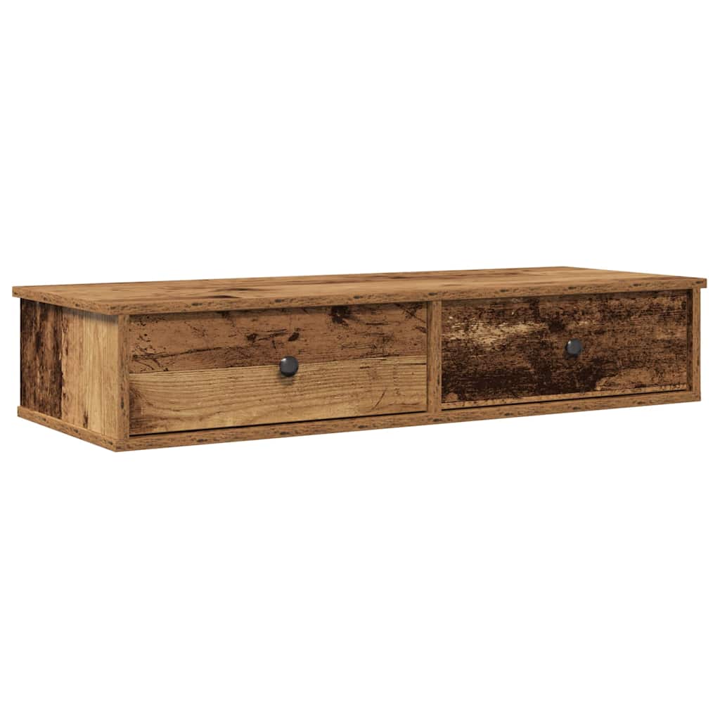 Vidaxl Półka Ścienna Z Szufladami, Stare Drewno, 100X37,5X19 Cm