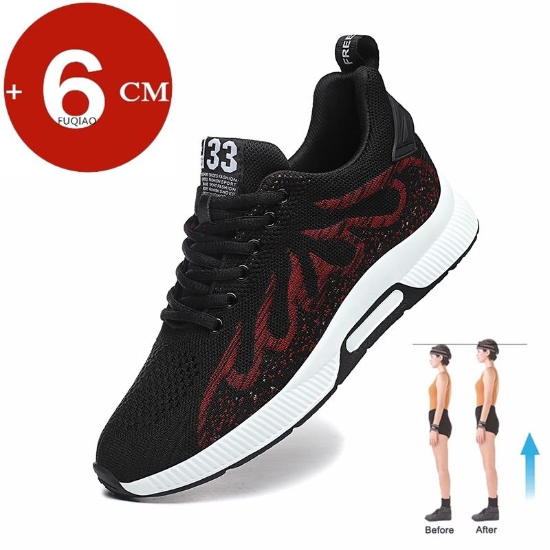 Fashion Man Sneakers Height Lift Insoles 6cm Inserts for Men Elevator Shoes Taller Hidden Heels Breathable Casual Heightening Shoes