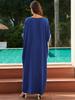 Синий кафтан с вышивкой больших размеров, длинное пляжное платье, летняя женская домашняя одежда, купальный костюм, свободный кафтан