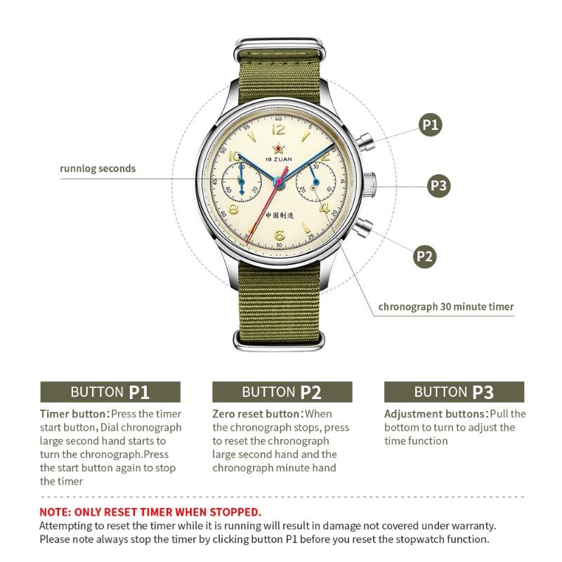 Tianjin Watch Vintage Chronograph Pilot Mens Watch Wristwatch