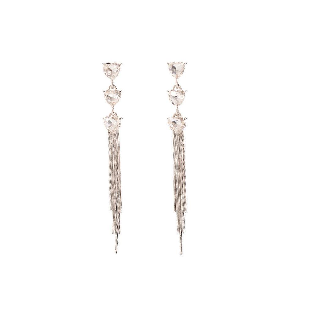 Серебряная Игла Стразы Кисточка Ретро Элегантные Серьги
