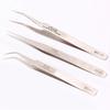 Precision Stainless Steel Eyelash Tweezers with Optional Straight or Curved Tips for Grafting and False Eyelash Application.