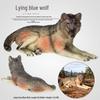 Дикий Волк Лесная Симуляция Синий Волк Фигурка Игрушка - Детская Модель Животного в Лежачем Положении