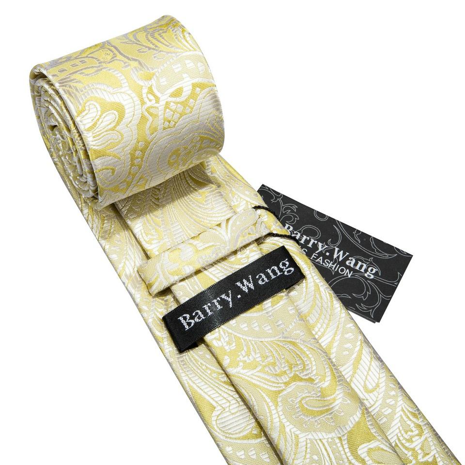 Men's Luxury Jacquard Silk Necktie Handkerchief Cufflinks Boutonniere with Gift Box for Wedding Party Dating