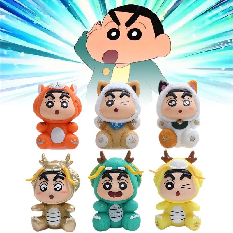Shin Crayon 6pcs Chan Toy Doll Pvc Model Desktop Decoration Ornament Gifts Child
