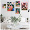 Abstract Fashion Retro Girl Plant Dog Wall Art Oil Painting Nordic Posters and Prints Living Room Decoration