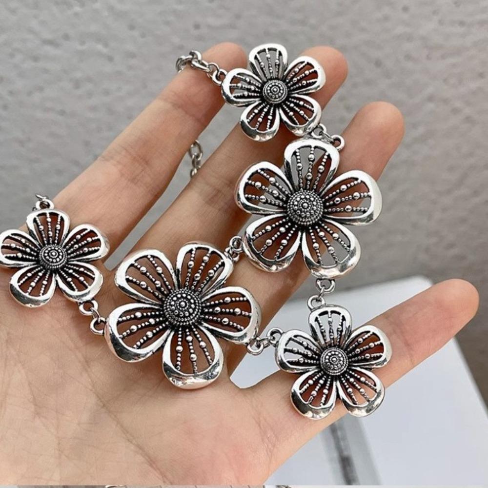 Подвеска Бохо Этническое Ожерелье Полая Цепочка Свитера Винтажное Богемное Цветочное Ожерелье Вечеринка