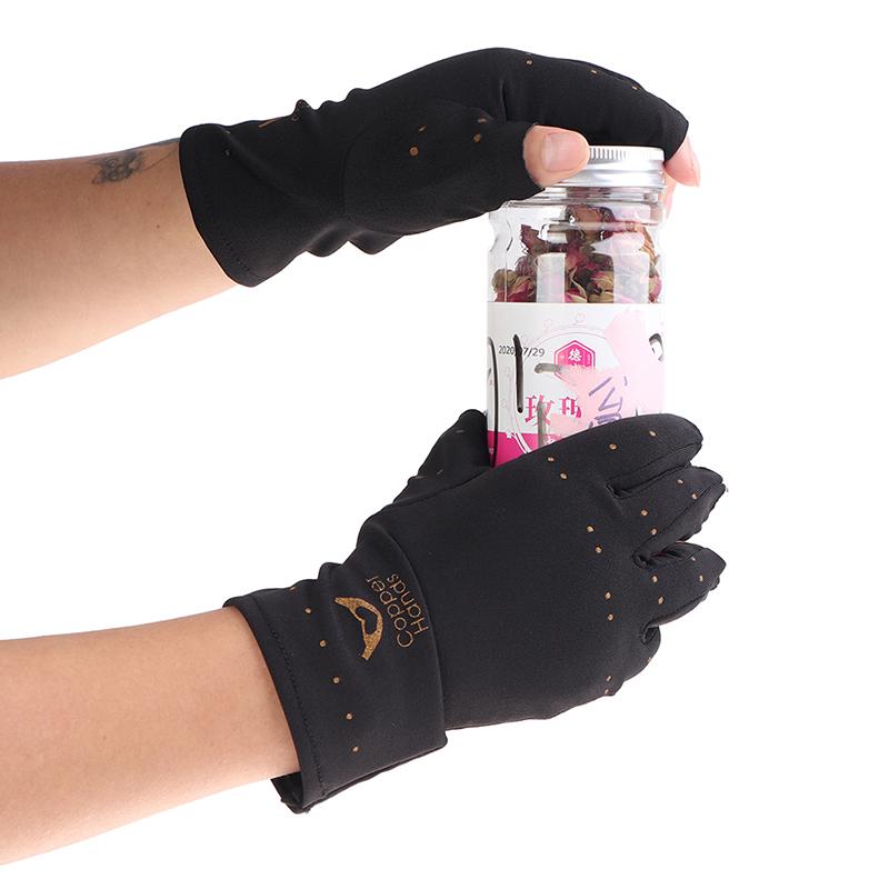 1 пара медных компрессионных перчаток для женщин и мужчин, перчатки без пальцев для облегчения болей при карпальном туннельном синдроме, ревматоидных болей, отека суставов