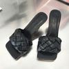 Сексуальные тапочки, женские сандалии на среднем каблуке, брендовые туфли-лодочки, новые летние трендовые модные шлепанцы, туфли с квадратным носком, повседневные женские шлепанцы