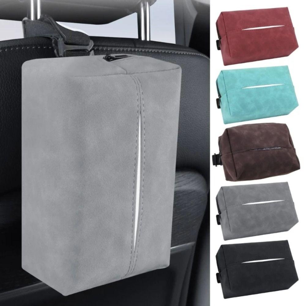 Wear-resistant Car Tissue Box Nappa Leather Paper Towel Organizer Car Seat Head Back
