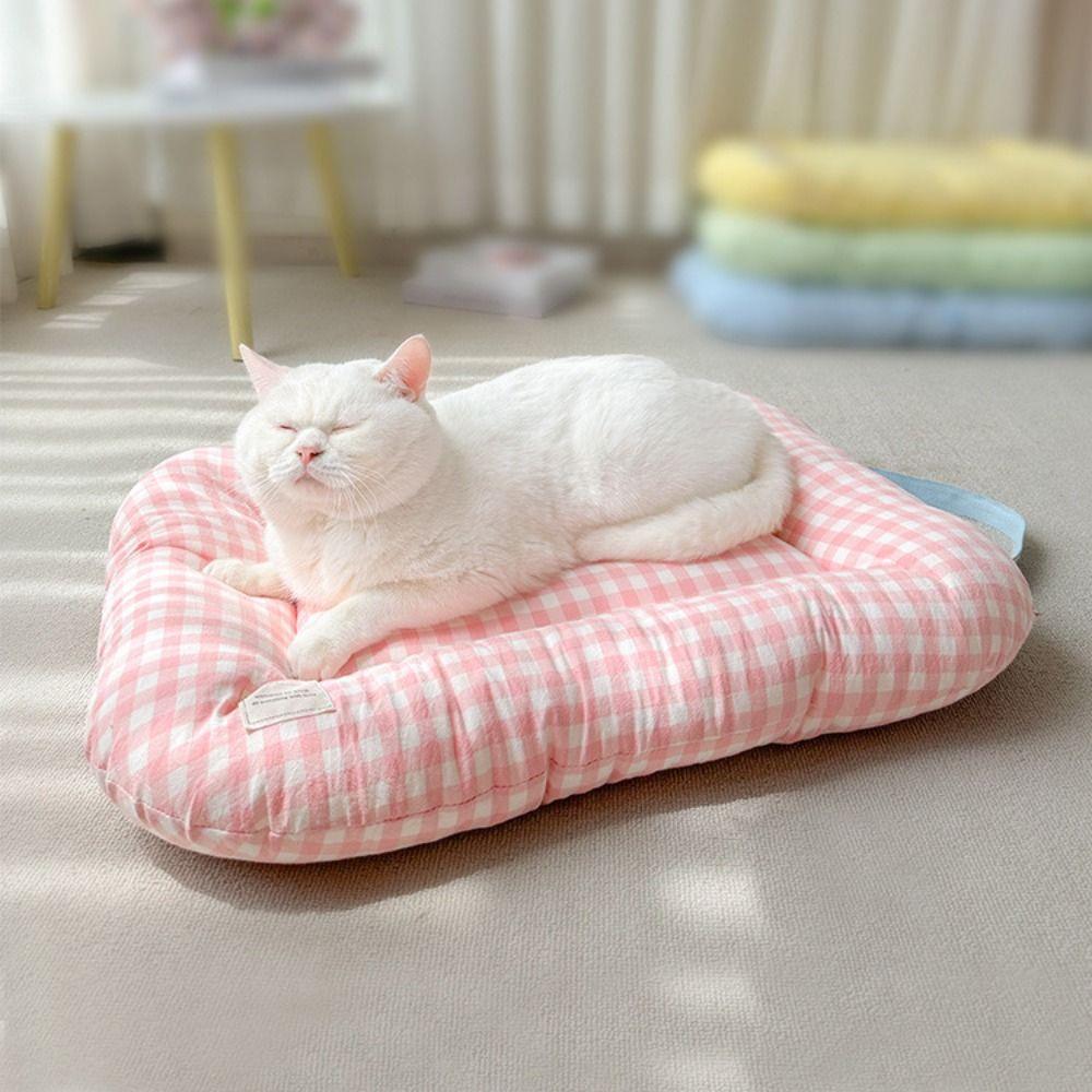 Macaron Plaid Dog Cushion Non-slip Pet Mattresses Breathable Cat Mat  for Cats and Dogs