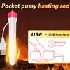 Pockets Pussy Heating Rod USB Hole Fake Vagina Male Masturbation Cupwarmer For Masturbator Use Sex Toys USB Stick