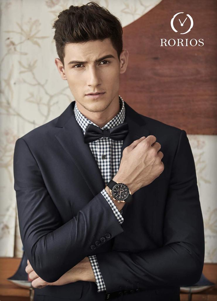 RORIOS Quartz Luminous Sport Watch with Analog Calendar Silicone Business Gift Men's Watch, Display, Function, Chronograph, Strap,