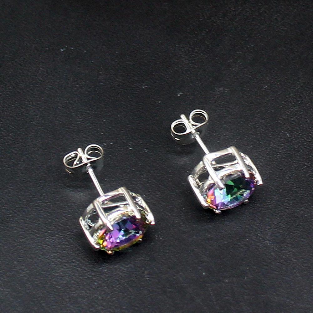 Hermosa модные нежные радужные огненные мистические топазы из серебра 925 пробы, серьги-гвоздики, ювелирные изделия, подарки для женщин и девочек 20213773
