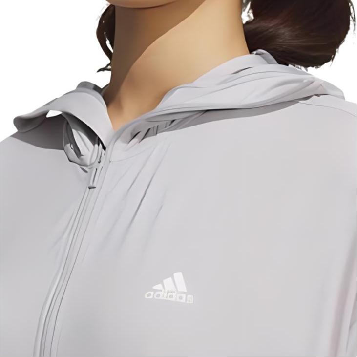 adidas Солнцезащитная спортивная повседневная свободная куртка с капюшоном женские куртки светло-серые JI7596