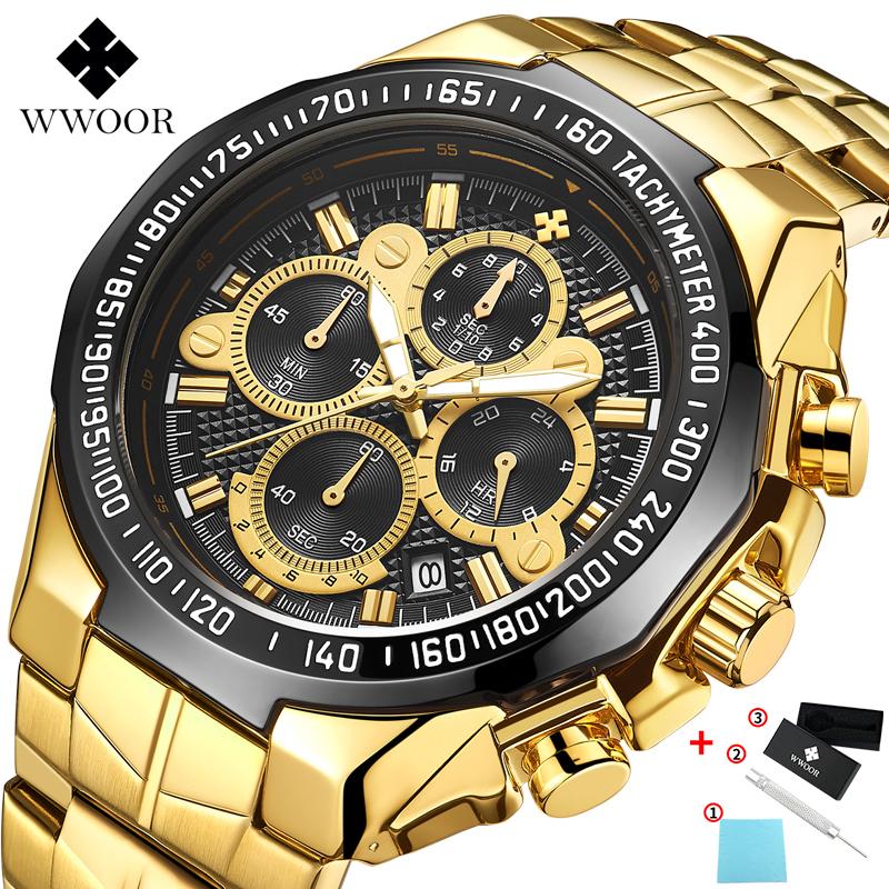 Top Brand Luxury Sport Watch For Men Quartz Chronograph Date Luminous Full Steel Wrist Watch