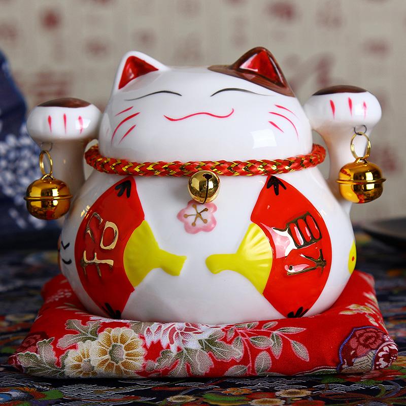 4.5 Inch Japanese Ceramic Lucky Cat Maneki Neko Home Decoration Ornaments Business Gifts Fortune Cat Money Box Feng Shui Craft