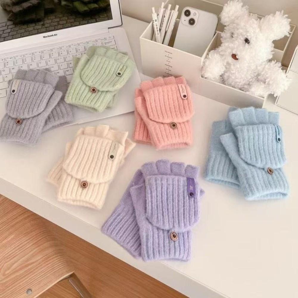 Новые Утолщенные Вязаные Перчатки Сохраняют Тепло Открывающиеся Отгибающиеся Морозостойкие Перчатки Сенсорный Экран Ветрозащитные Перчатки С Открытыми Пальцами Женские Мужские