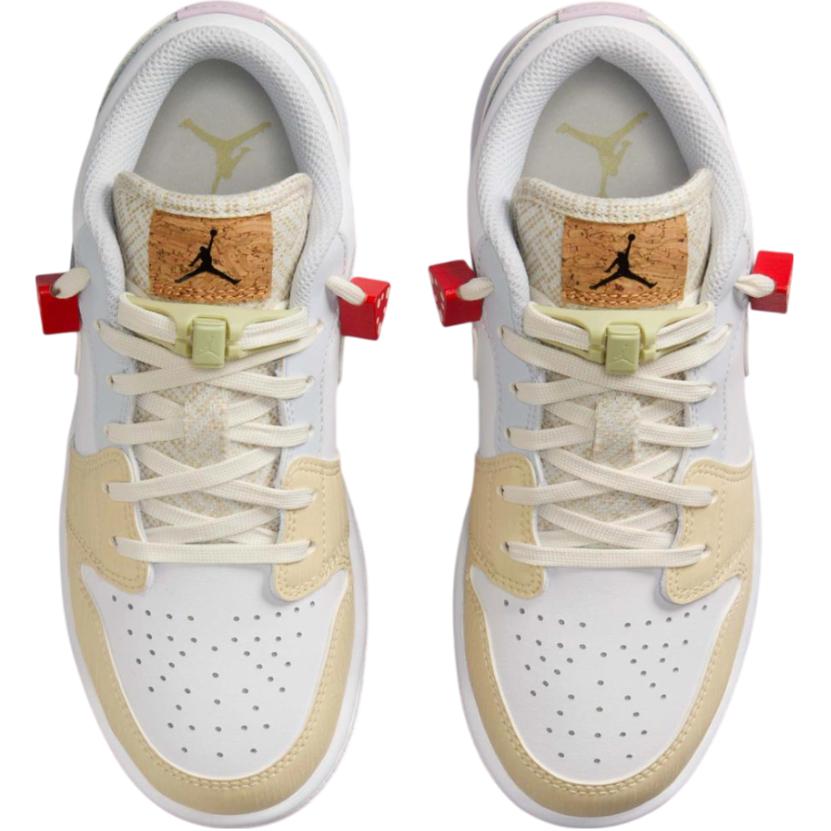 Кроссовки Air Jordan 1 Low GS Mushroom Kids белые светло-хаки Doll IB8861-151
