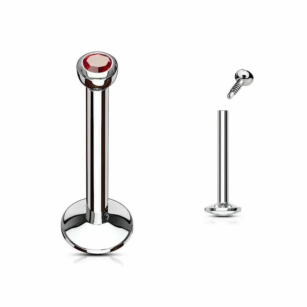 2X 2мм Разноцветный Кристалл Внутренняя Резьба Лабрет 6мм - 12мм Стальное Кольцо Штанга Пирсинг Уха Трагус Монро Губа