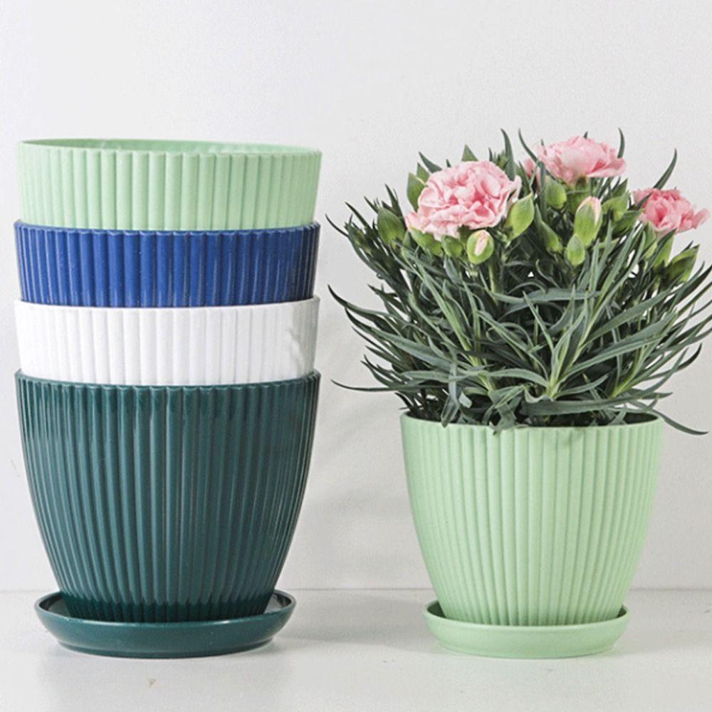 Thickened Flower Pot With Tray Plant Container Durable Vase Plants